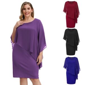 Dress Evening Pencil Ladies Office Party Plus Size Sexy Capelet Decorated