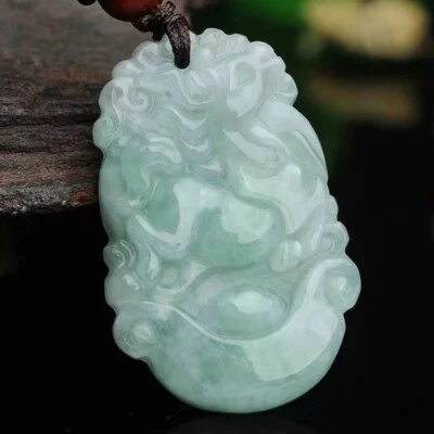 Natural Genuine Green A Jade Jadeite China Style Horse Pendant 马到成功 Foto 1 de 4