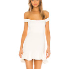 NBD White Off Shoulder Mini Dress MEDIUM Ruffle Cocktail Fit Flare Augustine NEW
