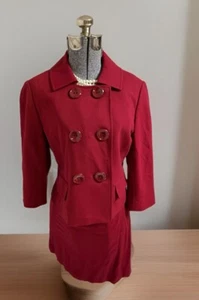 NEW Ann Taylor Skirt Suit Size 8 Two Piece Set Double Breasted Assertive In Red - Picture 1 of 24