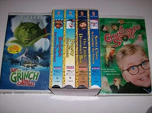 Christmas VHS Set Drummer Boy, Frosty, Rudolph, Santa Claus, & Grinch & Story - Picture 1 of 1