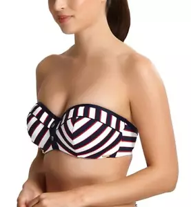 Panache Lucille Padded Bandeau Underwire Bikini (SW1373) - Navy Stripe - Picture 1 of 10