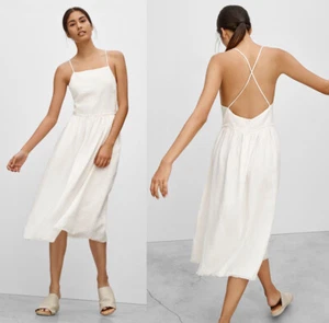 Aritzia Wilfred Le Fou Hymne Linen Dress Strap Cross Back Gather White 55948 2 S - Bild 1 von 10