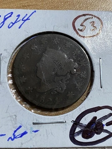 1824 Large Cent, Coronet Head, better date Cover