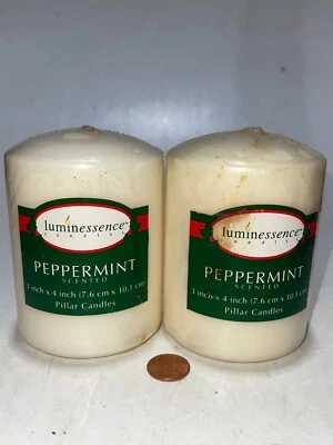 (Lote de 2) Vela Pilar Blanca 3"x4" De Colección Foto 1 de 3