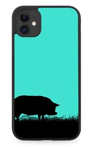 Pig Silhouette Rubber Phone Case Pigs Turquoise Green i281 - Picture 1 of 2