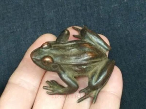 Collection Chinese old Bronze handmade cast Frog Statue Paperweight home deco - Picture 1 of 9
