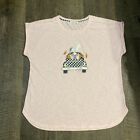 Easter Shirt T Shirt Clover + Pine Size 2XL Cap Rolled Sleeve Pink Easter Bunny