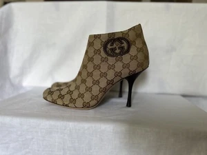 Gucci GG Monogram Canvas Stiletto Ankle Boots - Picture 1 of 12