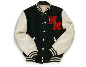 Men's Baseball Varsity Letterman Jacket Wool Body Genuine Leather Sleeves - Picture 1 of 1