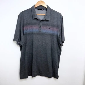 Travis Mathew Herren XXL Poloshirt grau gestreift Kurzarm Golf Performance 2XL - Bild 1 von 9