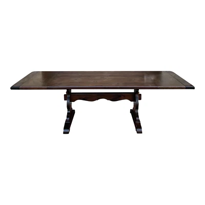 Ethan Allen Old Tavern Antiqued Pine 100" End Extension Trestle Dining Table - Image 1 of 4