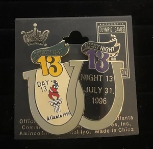 1996 Atlanta Olympic Pin “Day 13” July 31st, Lucky Day/Night Horseshoe (003) - Picture 1 of 3