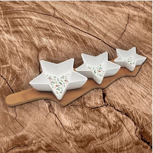 Platos Estrella de Navidad con Bandeja de Bambú - Juego de 3 - Imagen 1 de 6