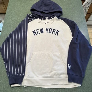 Vintage Y2K New York Yankees Nike Center Swoosh Blau XL Nadelstreifen Hoodie - Bild 1 von 5