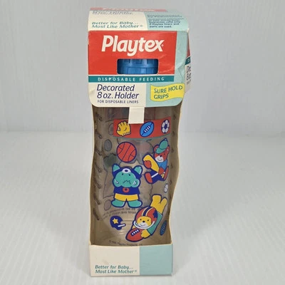 Vintage 1997 Playtex Drop Ins Disposable Baby Bottle Decorated Design 8 oz Bears - Image 1 of 4