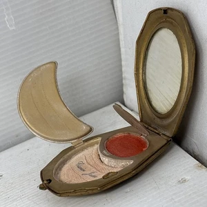 Vintage Deco Clarice Jane Elgin Polvo Puff & Rouge Tulip Compacto Tono Dorado - Imagen 1 de 6