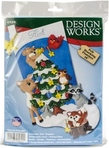 Design Works Felt Stocking Applique Kit 18" Long-Woodland Friends - Picture 1 of 1
