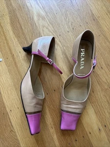 RARE Vintage 90s Prada Heels Size 39 Made In Italy - Picture 1 of 8
