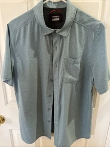Merrell Short Sleeve Shirt, Men’s Medium Blue/Teal EUC - Picture 1 of 13