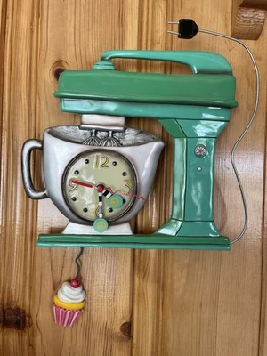 Allen Designs Vintage Green Mixer Pendulum Cupcake Wall Clock 16.5" Kitchy Fun - Image 1 of 4