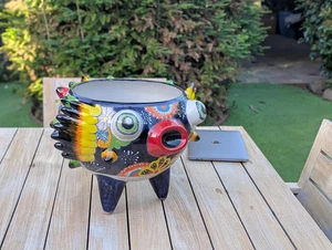 Blowfish Planter is Hand Painted Talavera Ceramic Mexican Pottery - Bild 1 von 9