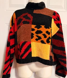 Casa Maglia Pullover Pulli Gr. Large Kunstfellkragen Animal Cropped Chic Edgy - Bild 1 von 5