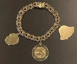 Vintage Yellow Gold 1/40 12kgf JB (3) Charm 7.5” Bracelet 21.56gr - Picture 1 of 16