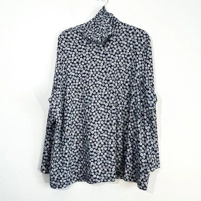 Lands End Turtleneck Womens 3X Snowflake Cotton Stretch Shimmer Winter Relaxed - Image 1 of 4