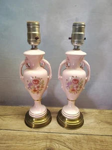 Pair Vintage Pink Tyndale 1940's Double Armed Lamps ( No Cords) - Picture 1 of 12