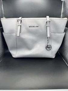 Michael Kors Jet Set Large Top-Zip Saffiano Leather Tote – Grey – 100% Leather - Picture 1 of 12