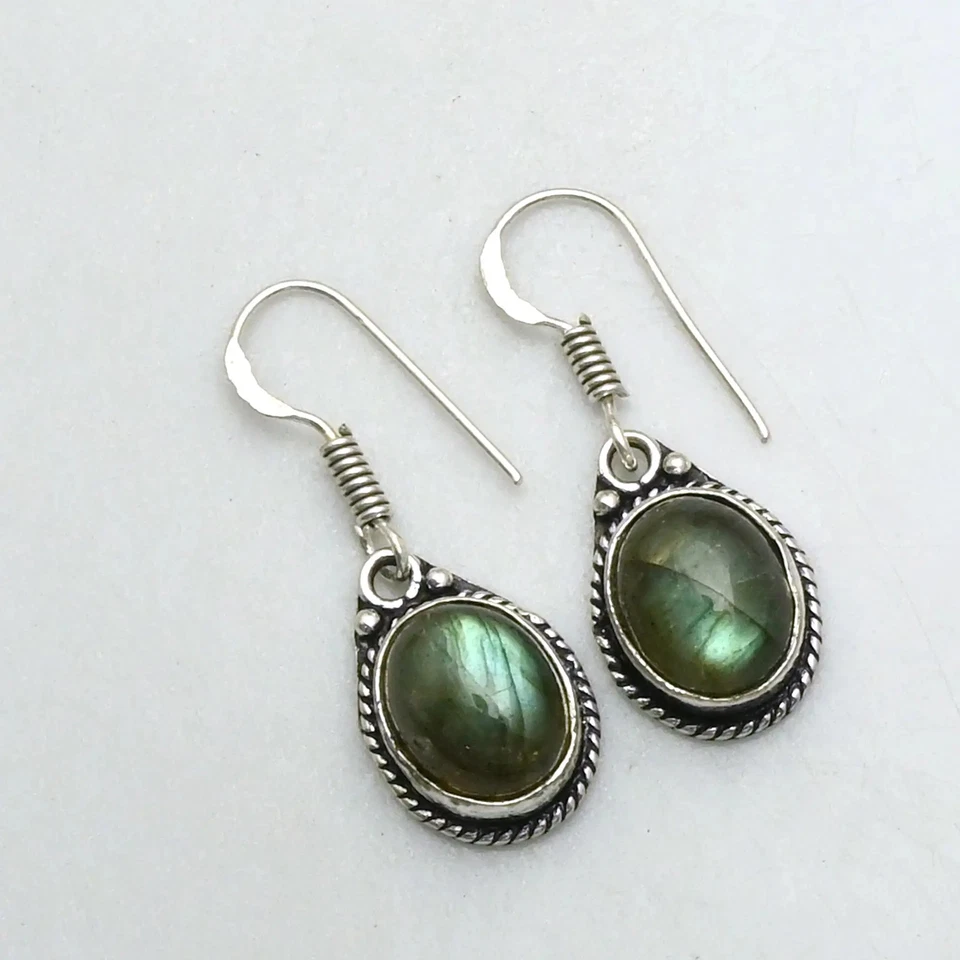 Labradorite Gemstone Handmade Drop Dangle Earrings Jewelry Gift 1.2" AE-92646 - Image 1 of 1