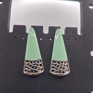 Elegante Ohrringe Silber und Grün - Bild 1 von 6