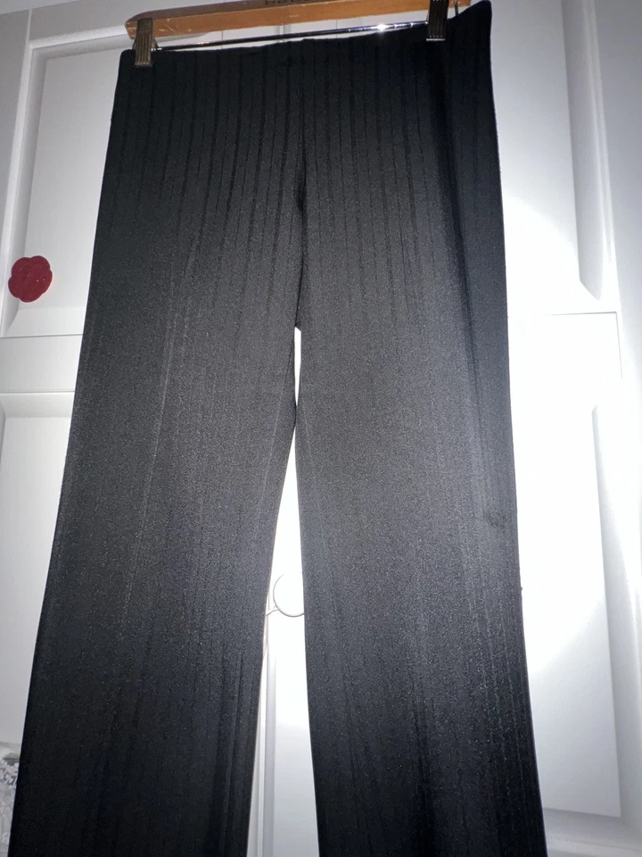 Pantalones de vestir originales Bebe Bootcut tiro bajo negro carbón oscuro rayas mixtas talla 4 Foto 1 de 4