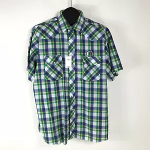 NEW Wrangler Pearl Snap Plaid Western Shirt Men's Size XL Short Sleeve Casual - Picture 1 of 11