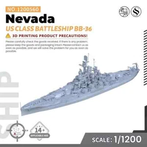 SSMODEL SSC1200560 1/1200 Military Model Kit US Nevada Class Battleship BB-36 - Picture 1 of 4