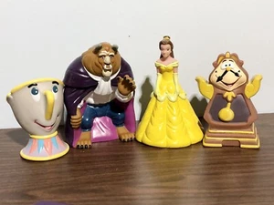 Vintage 1992 Pizza Hut Beauty and The Beast Hand Puppet Set Belle Chip Cogsworth - Picture 1 of 7