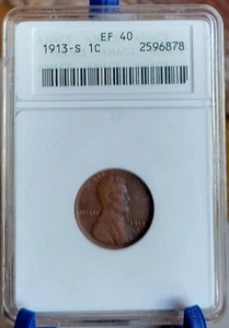 1913-S LINCOLN HEAD CENT ANACS EF-40 Old Holder - Picture 1 of 2