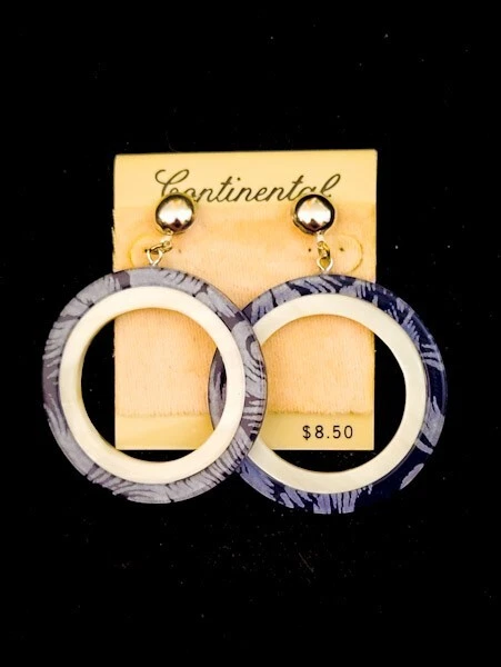 ONE DOLLAR BIN - Acrylic Hoop Earrings - Still with tags - Retro 90s Earings - Image 1 of 1