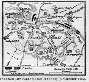 Schlacht bei Rossbach 1757 +Historischer Plan+ Siebenjähriger Krieg, Braunsbedra - Bild 1 von 2