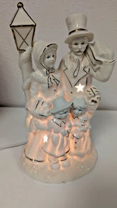 Vintage Weihnachtslampe Porzellan Winter Familie Nachtlicht Internationaler Basar - Bild 1 von 20