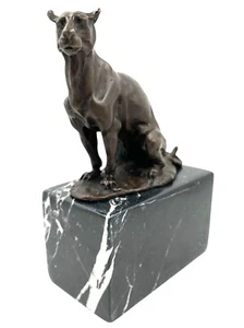 Statua in bronzo pantera scultura copia secondo artista Carvin gatto predatore figura giaguaro - Foto 1 di 5