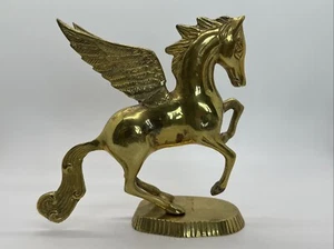 Vintage Brass Pegasus Flying Horse Statue Figure 6" x 6" x 2.25" - Picture 1 of 9