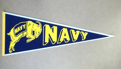 Navy Vintage Get'Em Goat 12x30 Felt Pennant Never Used No Pinholes Cover