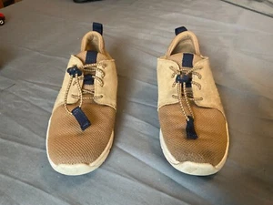 TIMBERLAND BOYS TAN SUEDE AND CANVAS TRAINERS SIZE 2.5 - Picture 1 of 6