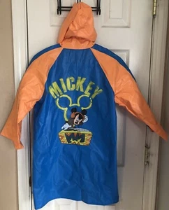 Disney Mickey Mouse DJ Turntable Rain Jacket Coat Orange & Blue Boys L - Picture 1 of 6