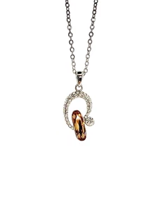 Topaz Curve Oval Drop Swarovski Elements Crystal Necklace 18K Gold Plated 16-18" - Picture 1 of 7