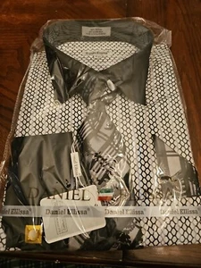 Daniel Ellissa Men’s Dress Shirt with Collar Tie Handkerchief Cuff 17.5 34/35 - Picture 1 of 5