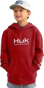 NEW Boy's Huk Red Cotton Fleece Hoodie Size Youth Large MSRP $45.00 - Picture 1 of 9