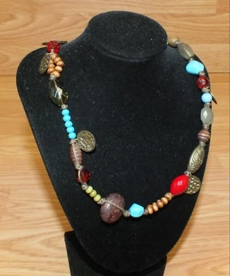 Genuine Claire's Multi Colored Plastic & Wooden Beads Fashion Necklace *READ* - Image 1 of 4